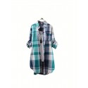 Plus Size Plaid Print Collared Button Shirt, Casual Long Sleeve Shirt For Spring & Fall, Women's Plus Size Clothing