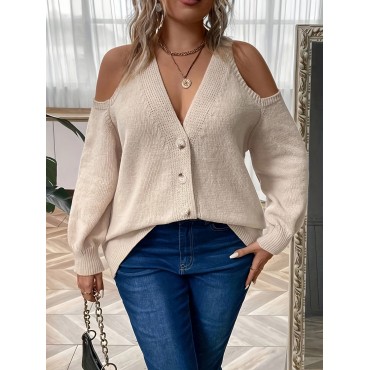 Plus Size Button Fro...