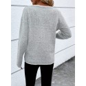 Plus Size Snowflake Pattern Crew Neck Knit Sweater, Casual Contrast Trim Long Sleeve Top For Fall & Winter, Women's Plus Size Clothing