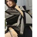 Plus Size Geometric Pattern Large Scarf, Soft Cozy Color Block Linen Shawl For Fall & Winter, Women's Plus Size Clothing