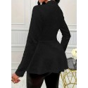 Plus Size Solid Textured Button Front Coat, Casual Long Sleeve Outwear For Spring & Fall, Women's Plus Size Clothing