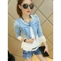 Plus-size Ladies Denim Top Pearl-collar Jacket