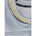 Plus-size Ladies Denim Top Pearl-collar Jacket