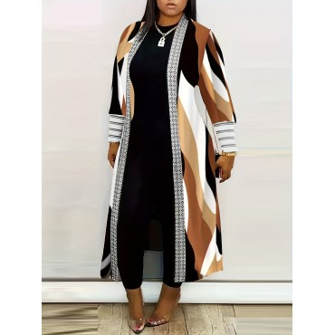 Women's Plus Size Casual Long Sleeve Printed Jacket