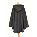 Elegant Black Tassel Hooded Shawl - One Size Fits All, Polyester, V-Neck, Sleeveless, Perfect for Fall/Winter