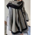 Plus Size Geometric Pattern Large Scarf, Elegant And Cozy Colorblock Shawl Coat For Fall & Winter, Women's Plus Size Clothing